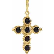 Load image into Gallery viewer, Dome Gemstone Cross Pendant
