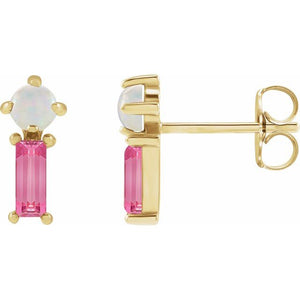 Pretty In Pink Tourmaline and Opal Earrings