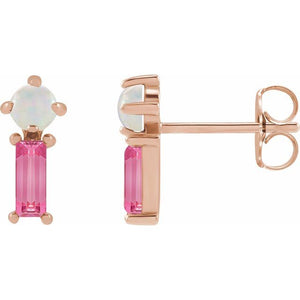Pretty In Pink Tourmaline and Opal Earrings