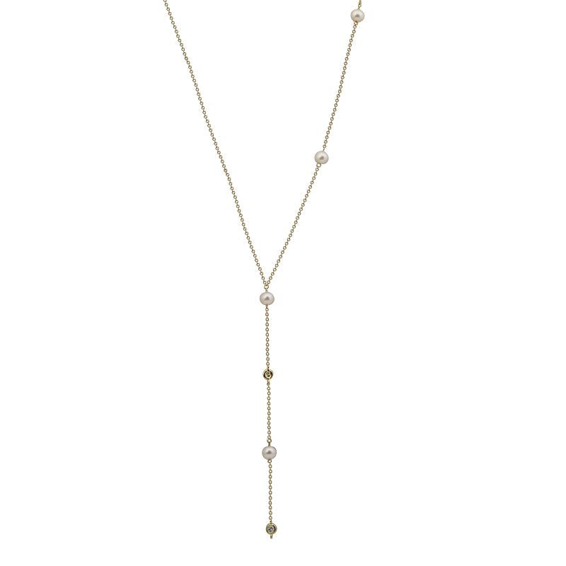 Perast Pearl and Diamond Y Necklace