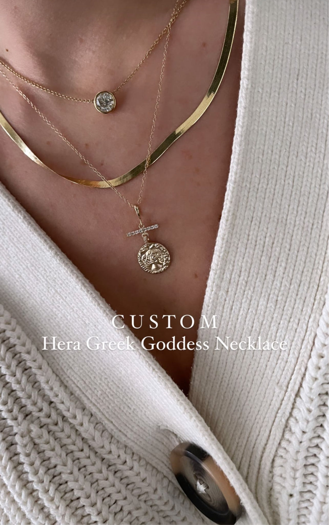 Hera Coin and Diamond Bar Necklace