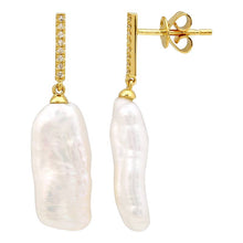 Load image into Gallery viewer, Perfect Pearl &amp; Diamond Bar Drop Earring
