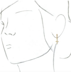 Diamond Cross Hinged Hoop Earrings