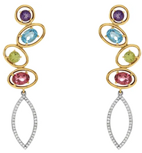 Load image into Gallery viewer, Multi-Gemstone Drop Diamond Earrings
