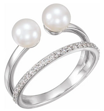 Load image into Gallery viewer, Double Diamond &amp; Pearl Ring

