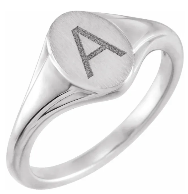 Personalized Oval Fluted Signet Ring