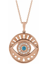 Load image into Gallery viewer, Diamond and Stone Evil Eye Necklace
