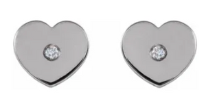 Diamond Heart Earrings Youth Pair