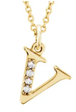 Load image into Gallery viewer, Diamond Lowercase Initial Necklace
