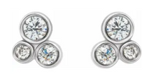 Load image into Gallery viewer, Third Time&#39;s the Charm Bezel Set Earrings
