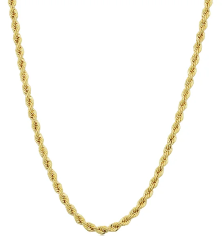 Gold Traditional Solid Rope Chain Unisex