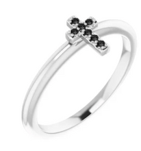 Load image into Gallery viewer, Mini Diamond Stackable Cross Ring
