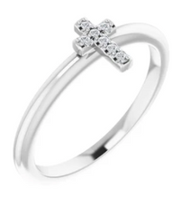 Load image into Gallery viewer, Mini Diamond Stackable Cross Ring
