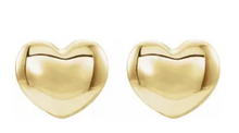 Load image into Gallery viewer, Solid Gold Youth Puffed Heart Earrings
