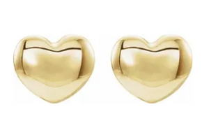 Solid Gold Youth Puffed Heart Earrings