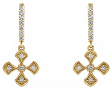 Load image into Gallery viewer, Diamond Cross Dangle Earrings
