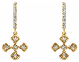 Diamond Cross Dangle Earrings