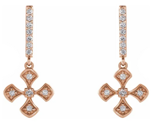 Diamond Cross Dangle Earrings