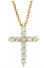 Load image into Gallery viewer, The Annalise Diamond Cross Medium / 14k Yellow Gold
