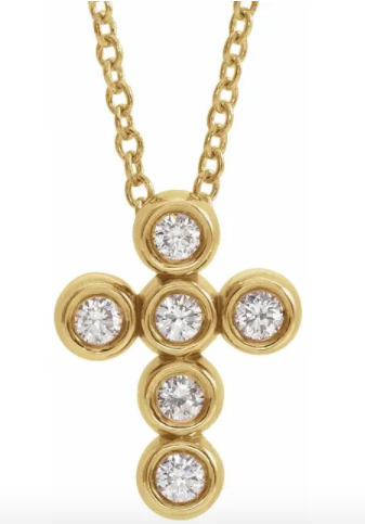The Esme Bezel Diamond Cross Necklace