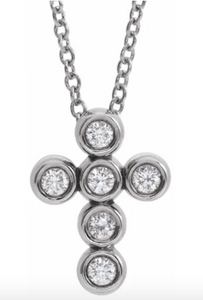 The Esme Bezel Diamond Cross Necklace