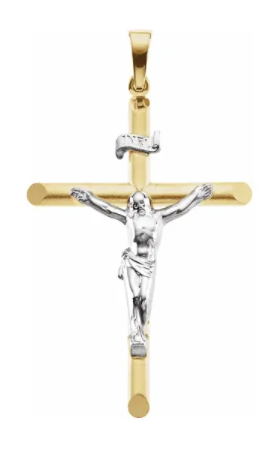 Tube Detail Crucifix Pendant