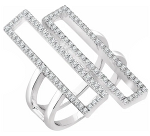 Edgy Rectangle Geometric Diamond Ring