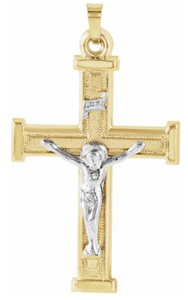 Two Tone Hollow Crucifix Pendant