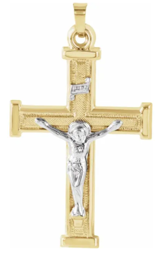 Two Tone Hollow Crucifix Pendant