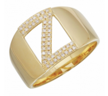 Load image into Gallery viewer, Diamond Letter Signet Ring
