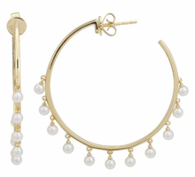 Load image into Gallery viewer, Pearl Fringe Hoops
