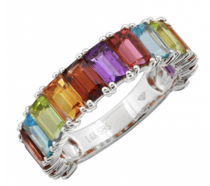 Thick Rainbow Gemstone Ring