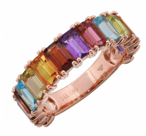 Thick Rainbow Gemstone Ring