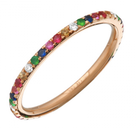 Skinny Rainbow Gemstone Ring