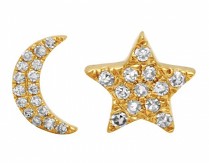 Moon and Star Mix and Match Earrings
