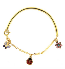 Load image into Gallery viewer, 18k Flower, Lady Bug, Butterfly Half Bangle Youth
