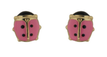 Load image into Gallery viewer, 18k Pink Ladybug Earrings youth
