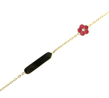 Load image into Gallery viewer, 18k Pink Flower ID Bracelet Youth
