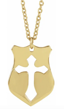 Load image into Gallery viewer, Pierced Cross Shield Men&#39;s Necklace
