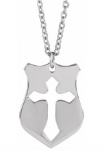 Load image into Gallery viewer, Pierced Cross Shield Men&#39;s Necklace
