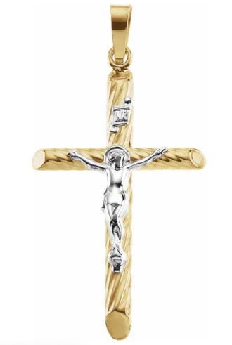 14k Rope Detail Crucifix Pendant