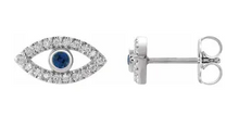 Load image into Gallery viewer, Sapphire Evil Eye Religious Earrings
