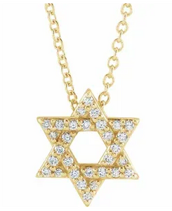 Diamond Star of David Religious Necklace