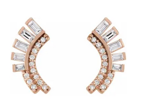 Curved Fan Diamond Earrings