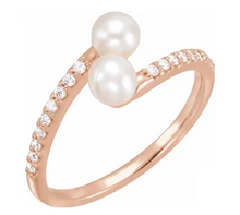Load image into Gallery viewer, Pearl Diamond Bypass Ring
