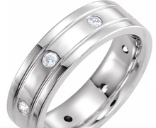 Load image into Gallery viewer, The George Double Grooved Diamond Men’s Wedding Band
