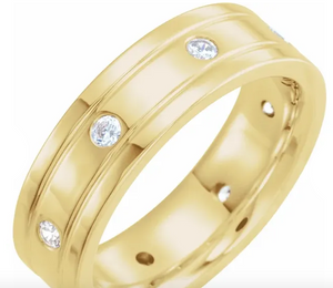 The George Double Grooved Diamond Men’s Wedding Band