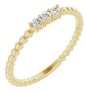 Beaded Diamond Stackable Ring