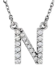 Load image into Gallery viewer, Diamond letter initial necklace
