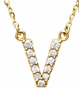 Diamond letter initial necklace